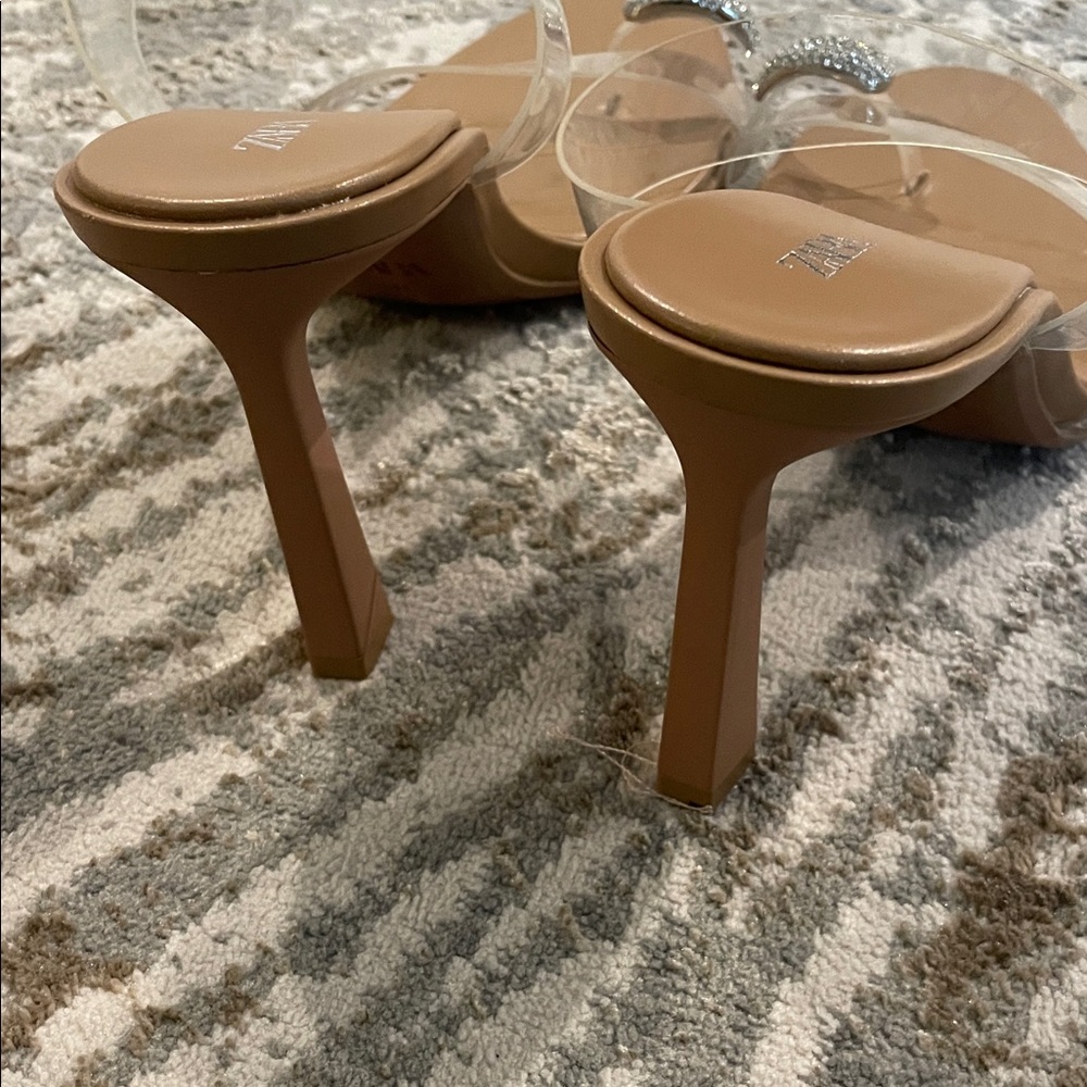 Zara Tan Heels with Clear Straps - Picture 3 of 4